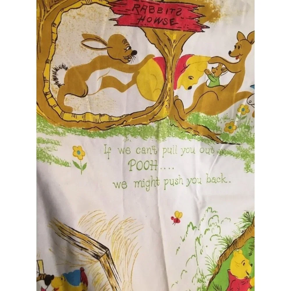 Winnie The Pooh & Friends Pleated Curtain Panel Pair Sears Roebuck VTG 25